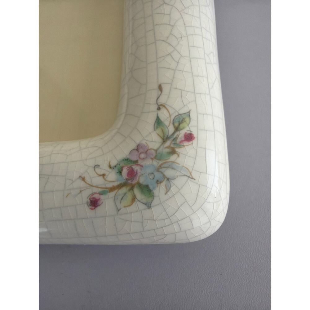 Vintage Burnes Ceramic Floral Photo Frame Cottagecore Coquette Pastel Pink 2x3 - Picture 2 of 11
